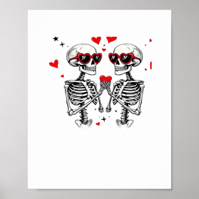 Poster Skeleton Heart Mãos Para Tendência (Frente)
