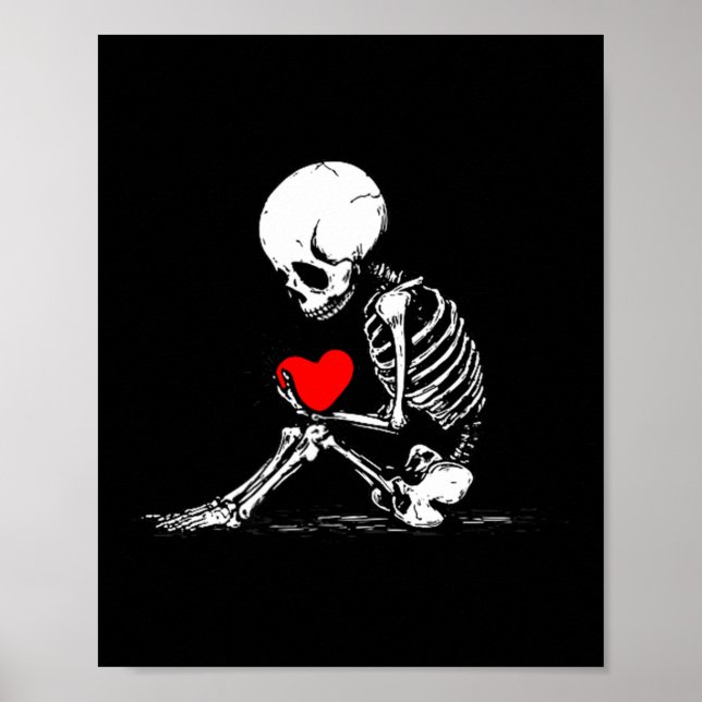 Poster Skeleton Heart Valentines Emo Gothic Minimalist Ck (Frente)