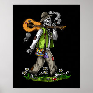 Poster Skeleton Hippie