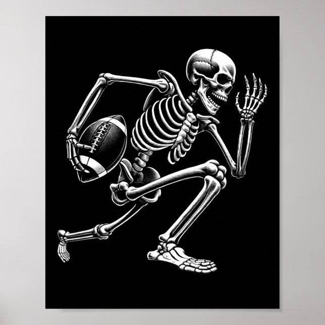 Poster Skeleton jogando futebol Halloween Skull (Frente)