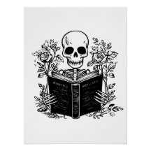 Skeleton lendo livro romântico