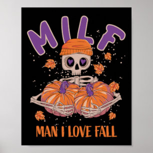 Poster Skeleton Man I Love Quall Funny Skeleton Pumpkin H