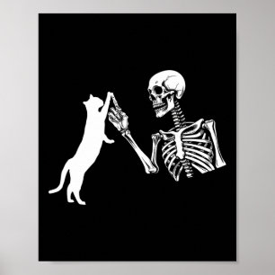 Poster Skeleton Mão Brincando De Gato De Halloween Sk