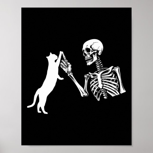 Poster Skeleton Mão Brincando De Gato De Halloween Sk (Frente)