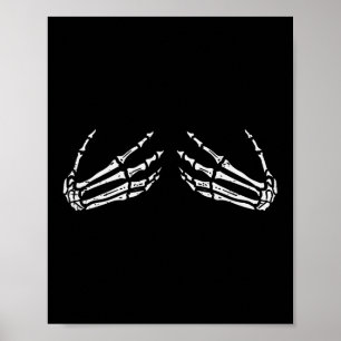 Poster Skeleton Mãos Engraçado Retro Halloween Costume Ou