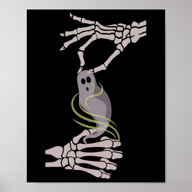 Poster Skeleton Mãos Fantasma Spooky Halloween (Frente)