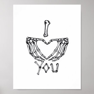 Poster Skeleton Mãos Fazer Coração