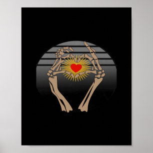 Poster Skeleton Mãos Fazer Um Cardíaco Clássico