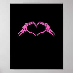 Poster Skeleton Mãos - Sinal de Coração Retro Halloween
