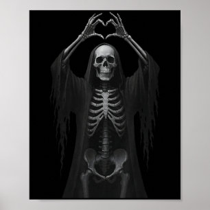 Poster Skeleton Mãos Sinal de coração Y Dia de as Bruxas 