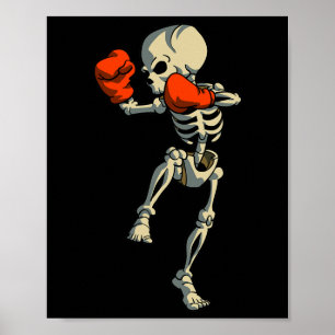 Poster Skeleton Muay Thai Kick Boxando Mma Funny Karate H
