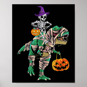Poster Skeleton Mummy Dinosaur T Rex Halloween Para Menin
