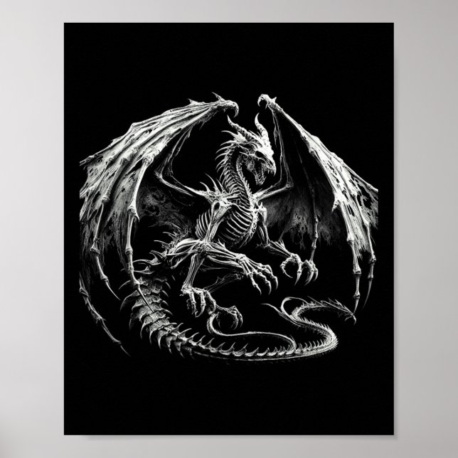 Poster Skeleton Mythic Dragon Brething Fantasy Ha (Frente)