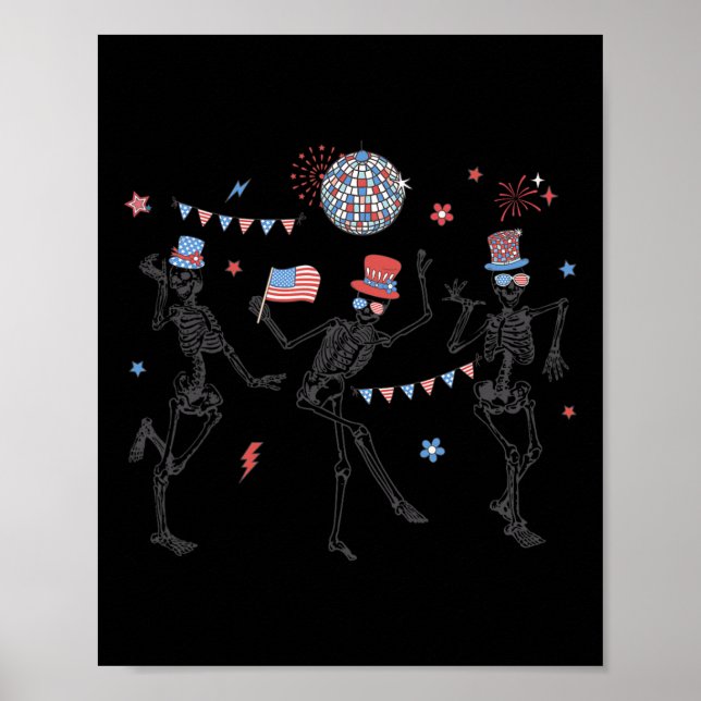 Poster Skeleton Retro 4º De Julho Pelos Sinalizadores Ame (Frente)