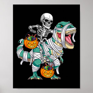 Poster Skeleton Riding Dinossaur T Rex Divorciando Crianç