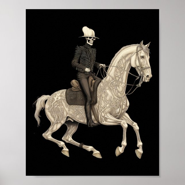 Poster Skeleton Riding Horse Hormona de Vaca Halloween (Frente)