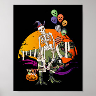 Poster Skeleton Riding Mummy Dinosaur