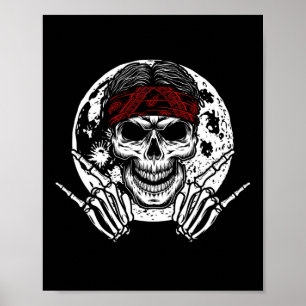 Poster Skeleton Rock Hand Halloween Rock And Roll Midnigh