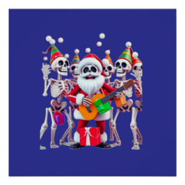 Pôster **Skeleton Santa Party – Funny 3D Christmas Skelet