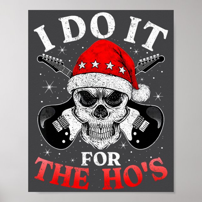 Poster Skeleton Santa Rocker Inappropriate Funny Guitar G (Frente)