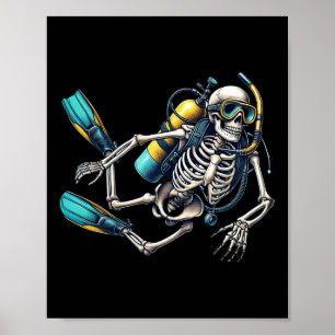 Poster Skeleton Scu Mergulhando Halloween Skeleton Scu Di