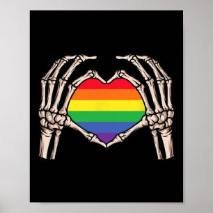 Poster Skeleton Sinal de Coração Mão Retro Halloween Chuv