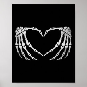 Poster Skeleton Sinal de Coração Mão Vintage Figurume de