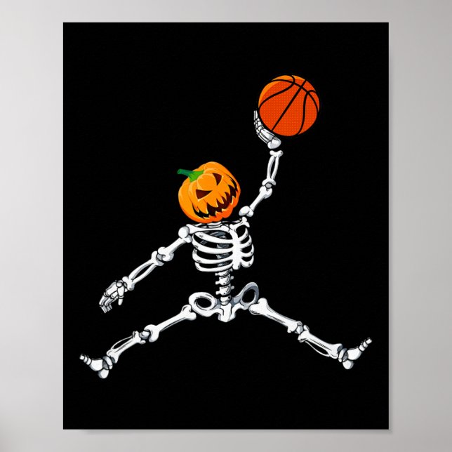 Poster Skeleton Sketll Halloween Pumpkin Slam Dunk (Frente)