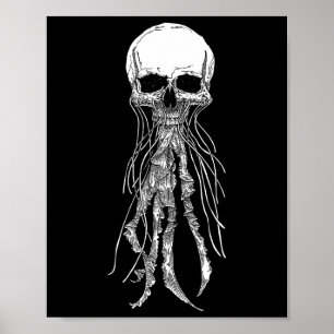 Poster Skeleton Skull Scary Jellyfish Halloween Rock N Ro