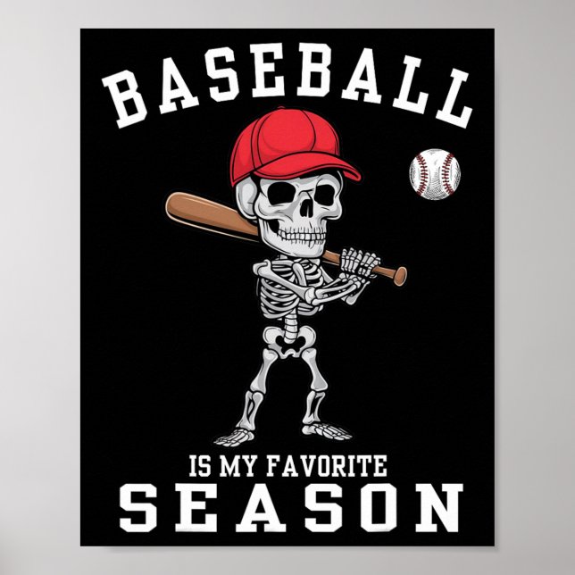 Poster Skeleton Sports Player Baseball É Meu Favorito (Frente)