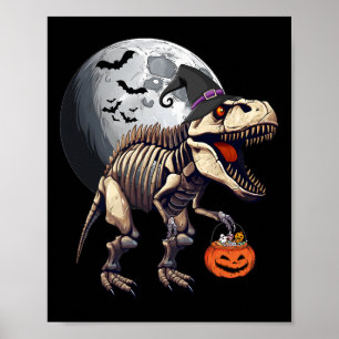 Poster Skeleton T Rex Dinossaur Diversão Halloween Boys