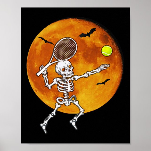Poster Skeleton Tênis Halloween Racket Ll (Frente)