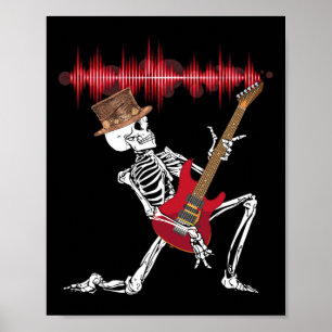 Poster Skeleton tocando Dia de as Bruxas engraçado de vio