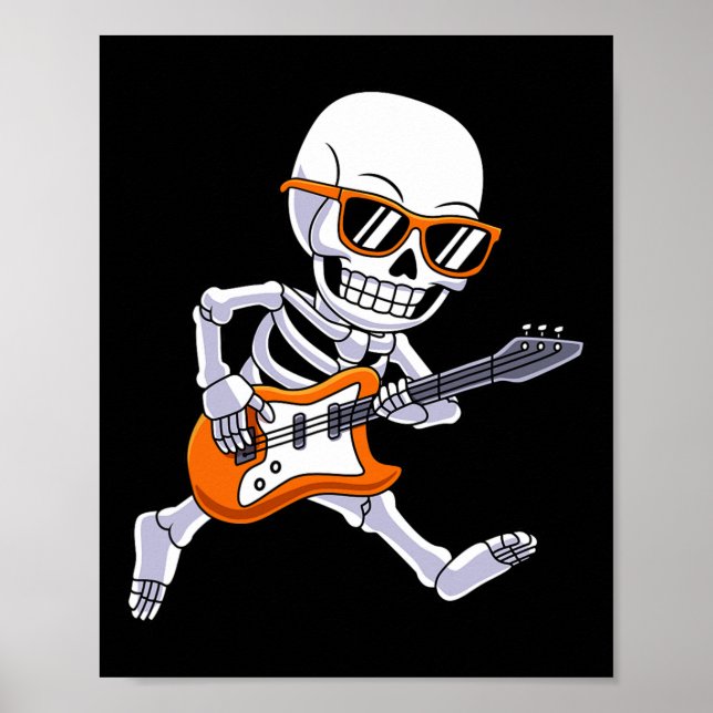 Poster Skeleton Tocando Guitarra Rock E Roll Boys Criança (Frente)