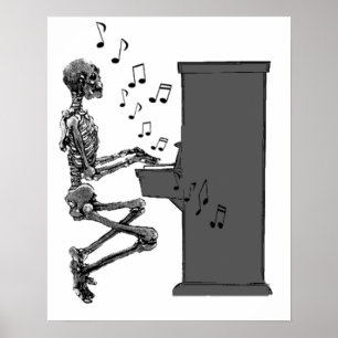Pôster Skeleton tocando Piano Música Engraçado