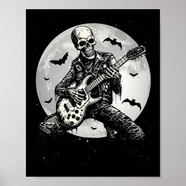 Poster Skeleton tocando violão, pedrechando o dia das bru (Frente)