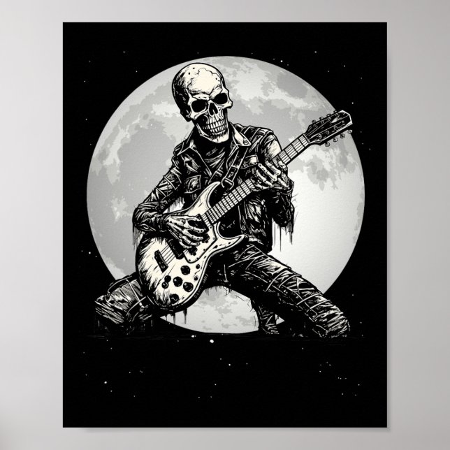 Poster Skeleton tocando violão, pedrechando o dia das bru (Frente)
