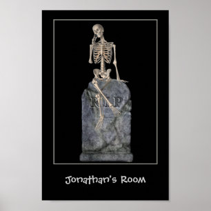 Poster Skeleton Tombstone Kids Sala Personalizada