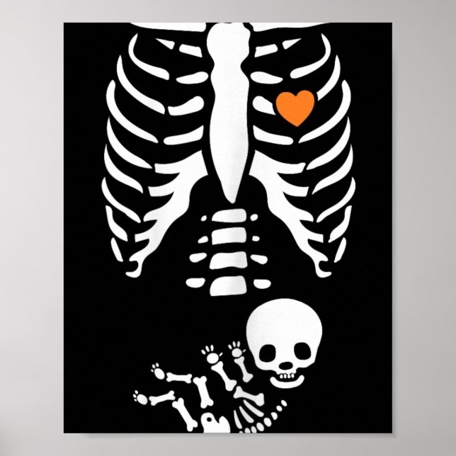 Poster Skeleton Xray Halloween Costume Pregnant Women Mom (Frente)