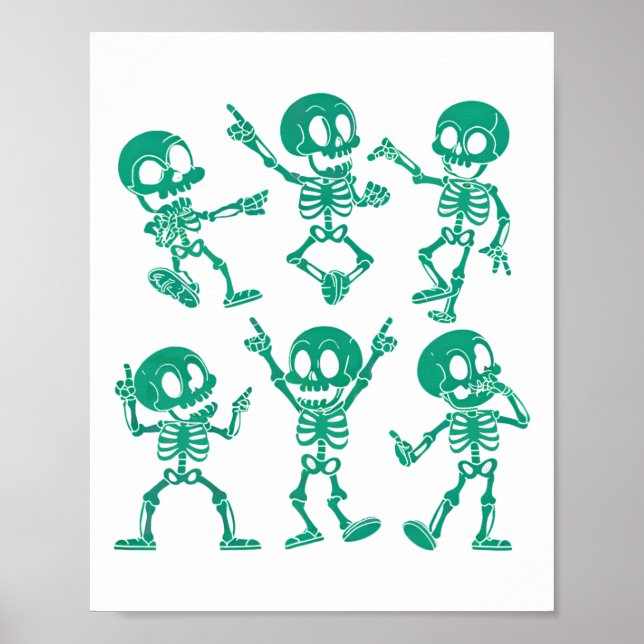 Poster Skeletons Dançando Desafio Menina Meninos H (Frente)