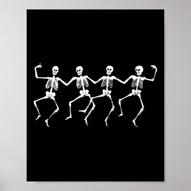 Poster Skeletons Dançantes - Dia de as Bruxas engraçado d (Frente)