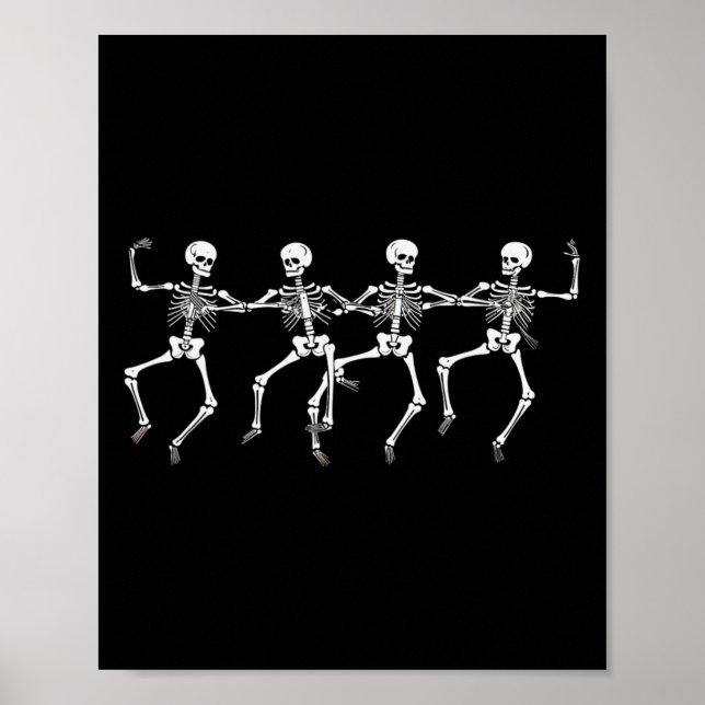 Poster Skeletons Dançantes Festa de Halloween Esqueleto E (Frente)