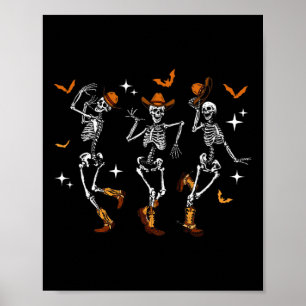 Poster Skeletons Dance Cowboy Western Halloween Figurume