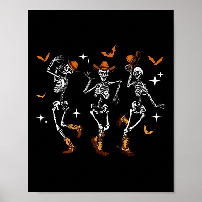 Poster Skeletons Dance Cowboy Western Halloween Figurume  (Frente)