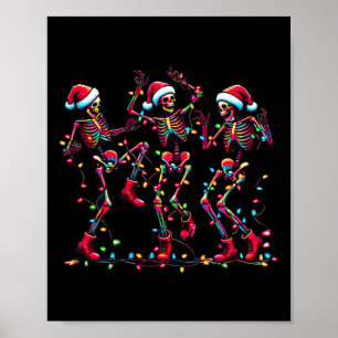 Poster Skeletons de dança engraçada Papai Noel dança Nata