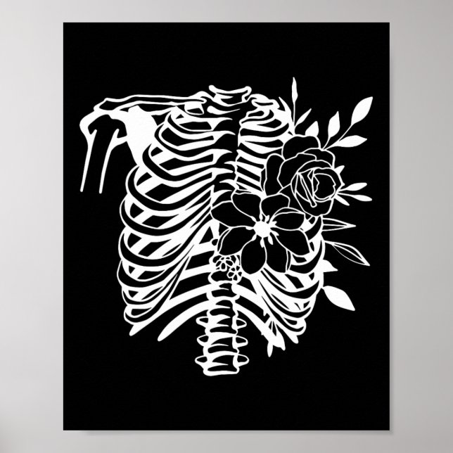 Poster Skeletrib Cage Flower Easy Halloween Figurume 1 (Frente)