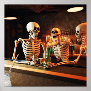 Poster Skelletons engraçados em um bar