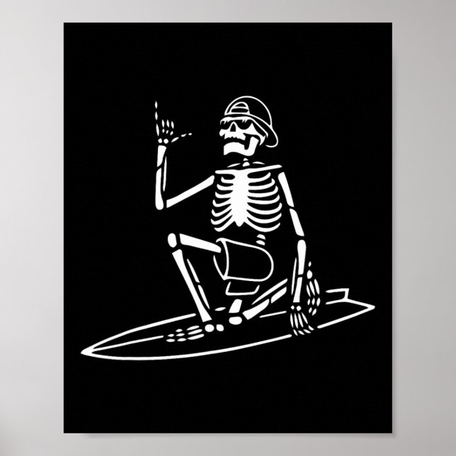 Poster Skeltering Surfing Lazy Halloween Costume Skull Bo (Frente)