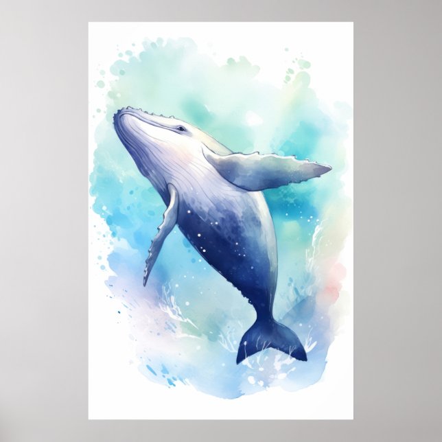 Poster Sketch da Baleia de Aquarelas. (Frente)