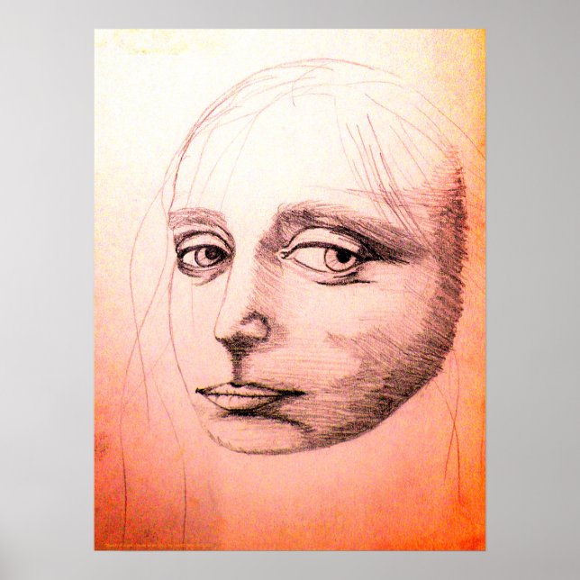 Poster "Sketch of a girl" (sangria) , A study of da Vinci (Frente)